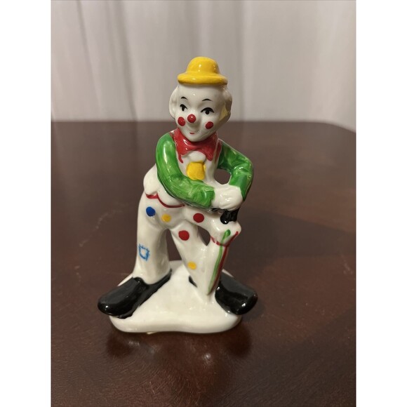 Unbranded Other - VTG Clown Figurine 6" Tall Ceramic Clown Circus Clown Statue With Umbrella